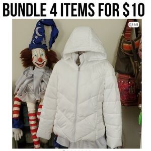 *4 FOR $10* Faded Glory White Hooded Puffer Jacket